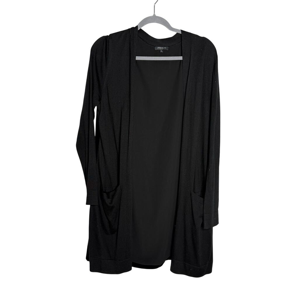 Lafayette 148 Cardigan Women's Large Open Front 100% Silk Lagenlook